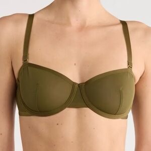 CUUP The Balconette Bra 36D Sheer Mesh Olive Green